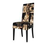 YYHWHJDE German Shepherd Prints Dining Chair Throw Covers - Stretchy & Wrinkle-Resistant Seat Layers for Most Standard Chairs - Quick Refresh & Protect Your Furniture