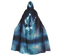 YYHWHJDE Ghost Playing Guitar Pattern Halloween Adult Hooded Cape Cloak No Zipper, Comfortable For Costume Parties