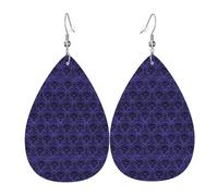 YYHWHJDE Ghost swarm Prints Teardrop Leather Earrings - Fashionable Dangle Earrings for Women, Lightweight Faux Leather Drops with 925 Silver Plated Hooks