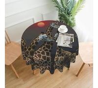 YYHWHJDE Giraffe at sunset Prints Round Tablecloth 60 Inch - High-Grade Polyester Table Throw for Dining, Coffee Tables & Outdoor Gatherings
