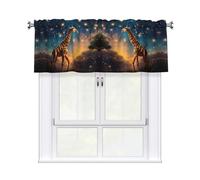 YYHWHJDE Giraffe Chasing Stars Prints Kitchen Tier Curtains 54x18 - Peach Skin Window Layers for Soft Light & Easy Style