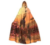 YYHWHJDE Giraffe Mum And Baby Pattern Halloween Adult Hooded Cape Cloak For Role-Playing, Stage Costumes, Parties Easy Care