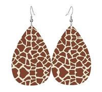 YYHWHJDE Giraffe print Prints Teardrop Leather Earrings - Lightweight Dangle Earrings for Women, Vivid Faux Leather Drops with Silver Plated Hooks, Chic Jewelry for Parties & Gifts
