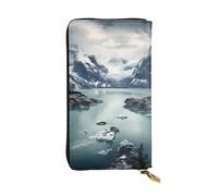 YYHWHJDE Glacier Fjord, Alaska Printed Leather long clutch wallet Designed for fashion girls and women stylish and personalized 7.48 x 4.13 in, Black, One Size
