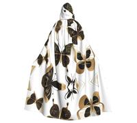 YYHWHJDE Gold Butterflies Picture Halloween Adult Hooded Cloak for Role-Playing, Costumes, and Theme Parties