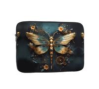 YYHWHJDE Gold Color Delicate Dragonfly Flower Prints Protective Shockproof Portable Laptop Sleeve Case 10 inch for Men and Women Business Travel, and Office Daily Use
