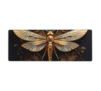 YYHWHJDE Gold Exquisite Dragonfly Picture Extra Large Mouse Pad, Computer Office Anti Slip Gaming Keyboard Thickened Version 12x31.5in