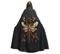 YYHWHJDE Gold Exquisite Dragonfly Printing Halloween Adult Hooded Cloak for Parties and Costume Events