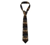 YYHWHJDE Gold Exquisite Dragonfly Prints Men's tie classic style suit cravat suitable for holidays and work