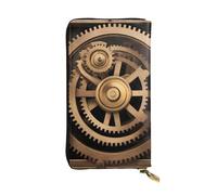 YYHWHJDE Gold Mechanical Gear Printing Quality Leather Long Clutch Wallet Designed for Fashion Girls and Women Stylish 7.48 x 4.13 in