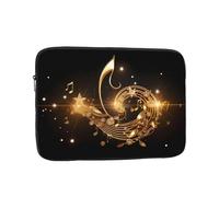 YYHWHJDE Gold Musical Note with Shiny Star Pattern Shockproof Portable Laptop 13 inch Sleeve Bag for Men and Women - Ideal for Business Travel, School, and Daily Use