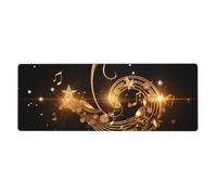 YYHWHJDE Gold Musical Note With Shiny Star Picture Extra Large Mouse Pad, Computer Office Anti Slip Gaming Keyboard Thickened Version 12x31.5in