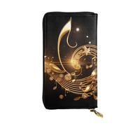 YYHWHJDE Gold Musical Note with Shiny Star Picture Quality Leather Long Clutch Wallet Designed for Fashion Girls and Women Stylish 7.48 x 4.13 in