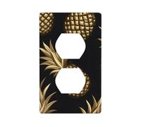 YYHWHJDE Gold Pineapple Background Pattern Double Socket Wall Panel Decorative is Durable and Suitable for Socket Light Switch Accessories 4.5x2.76in