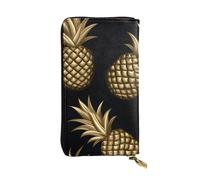 YYHWHJDE Gold Pineapple Background Picture Quality Leather Long Clutch Wallet Designed for Fashion Girls and Women Stylish 7.48 x 4.13 in