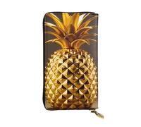 YYHWHJDE Gold Pineapple Printing Quality Leather Long Clutch Wallet Designed for Fashion Girls and Women Stylish 7.48 x 4.13 in
