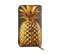 YYHWHJDE Gold Pineapple Printing Quality Leather Long Clutch Wallet Designed for Fashion Girls and Women Stylish 7.48 x 4.13 in