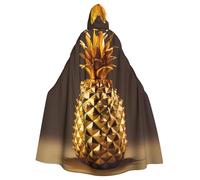YYHWHJDE Gold Pineapple Prints Halloween Adult Hooded Cloak for Parties and Costumes