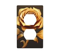 YYHWHJDE Gold Rose Pattern Double Socket Wall Panel Decorative for Residential and Commercial Areas 4.5x2.76in