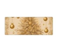 YYHWHJDE Gold Silk Christmas Pattern Extra Large Mouse Pad, Computer Office Anti Slip Gaming Keyboard Thickened Version 12x31.5in