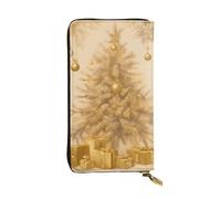 YYHWHJDE Gold Silk Christmas Printing Quality Leather Long Clutch Wallet Designed for Fashion Girls and Women Stylish 7.48 x 4.13 in