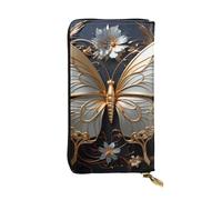YYHWHJDE Gold White Butterflies Picture Quality Leather Long Clutch Wallet Designed for Fashion Girls and Women Stylish 7.48 x 4.13 in