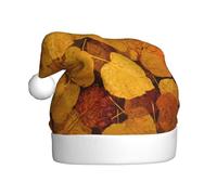 YYHWHJDE Golden autumn leaves Pattern Christmas Hat for Adult Soft and Fluffy, Ideal for Long-Term Use