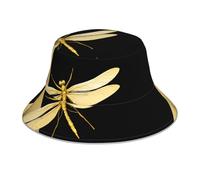 YYHWHJDE Golden Dragonflies on The Moon Pattern Reflective Bucket Hat Lightweight, Breathable, Foldable for Men & Women