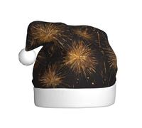 YYHWHJDE Golden fireworks Pattern Christmas Hat for Adult Soft and Fluffy, Ideal for Long-Term Use