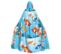 YYHWHJDE Golden Fish Pattern Halloween Adult Hooded Cape Cloak - Super Large Hooded Cloak No Zipper