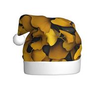 YYHWHJDE Golden Ginkgo Leaves Pattern Christmas Hat for Adult Soft and Fluffy, Ideal for Long-Term Use
