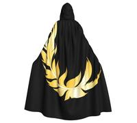 YYHWHJDE Golden Phoenix Feather Pattern Halloween Adult Hooded Cape Cloak No Zipper, Comfortable For Costume Parties