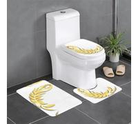 YYHWHJDE Golden Phoenix Feather Picture Three Piece Set of Bathroom Floor mats, Bathroom Shower mats, Anti Slip Quick Drying