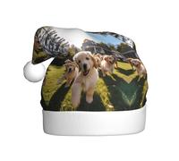 YYHWHJDE Golden Retriever Puppies Pattern Christmas Hat for Adult Soft and Fluffy, Ideal for Long-Term Use