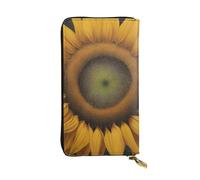 YYHWHJDE Golden Sunflower Pattern Leather long clutch wallet Designed for fashion girls and women stylish and personalized 7.48 x 4.13 in, Black, One Size