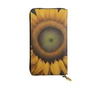YYHWHJDE Golden Sunflower Printing Quality Leather Long Clutch Wallet Designed for Fashion Girls and Women Stylish 7.48 x 4.13 in