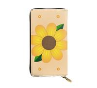 YYHWHJDE Golden Sunflower Printing Quality Leather Long Clutch Wallet Designed for Fashion Girls and Women Stylish 7.48 x 4.13 in