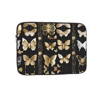 YYHWHJDE Golden White Butterfly Pattern Shockproof Portable Laptop 17 inch Sleeve Bag for Men and Women - Ideal for Business Travel, School, and Daily Use