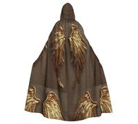 YYHWHJDE Golden wings Prints Adult Hooded Cloak is a super large, comfortable, and durable Halloween hooded poncho
