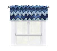 YYHWHJDE Gradient Blue Denim Prints Curtain Valance 54x18in - Filtered Light Kitchen Throw with Rod Pocket, Peach Skin Fabric Layer for Bathroom, Laundry & Breakfast Nooks
