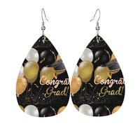 YYHWHJDE Graduation Ceremony Prints Teardrop Leather Earrings - Lightweight Dangle Earrings for Women, Vivid Faux Leather Drops with Silver Plated Hooks, Chic Jewelry for Parties & Gifts