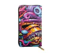 YYHWHJDE Graffiti Hip hop Printing Quality Leather Long Clutch Wallet Designed for Fashion Girls and Women Stylish 7.48 x 4.13 in