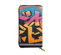 YYHWHJDE Graffiti Hip Hop Prints Leather long clutch wallet Designed for fashion girls and women stylish and personalized 7.48 x 4.13 in, Black, One Size