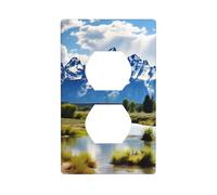 YYHWHJDE Grand Teton National Park Pattern Double Socket Wall Panel Decorative is Durable and Suitable for Socket Light Switch Accessories 4.5x2.76in