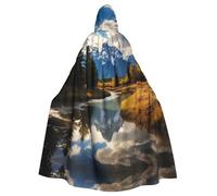 YYHWHJDE grand teton national park Pattern Halloween Adult Hooded Cloak for various party and carnival settings