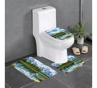 YYHWHJDE Grand Teton National Park Picture Three Piece Set of Bathroom Floor mats, Bathroom Shower mats, Anti Slip Quick Drying