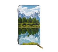 YYHWHJDE grand teton national park Printed Leather long clutch wallet Designed for fashion girls and women stylish and personalized 7.48 x 4.13 in, Black, One Size