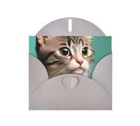 YYHWHJDE Gray Greeting Card A curious cat Prints for Christmas, Children's Birthday, Valentine's Day, and Party Invitation