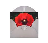 YYHWHJDE Gray Greeting Card Beautiful Red Poppy Flower Pattern for Festive Birthday Party Invitation