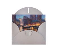 YYHWHJDE Gray Greeting Card Beautiful Sailing Harbor Pattern Perfect for Valentine's Day, Wedding Anniversary & Party Invitations